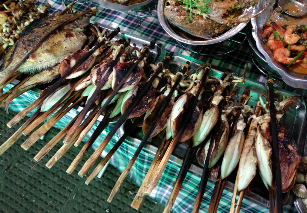 Auslage Grillstand Zentralmarkt Phnom Penh