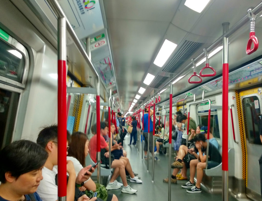 Inside a MTR Train Hong Kong
