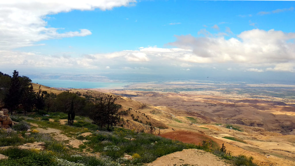 Blick vom Berg Nebo auf das Tote Meer